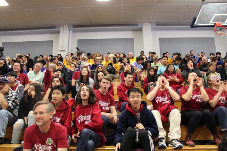 Cheering in the stands at SFR!